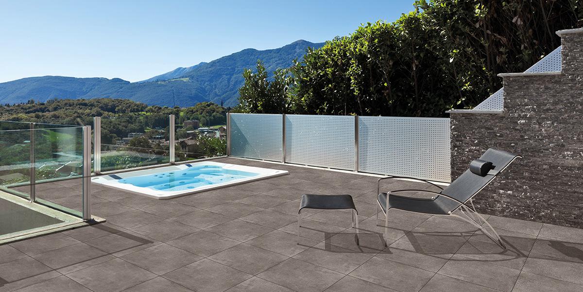 Gres spessorato CEMENTO BLACK 60x60x2 cm - da pavimentazione e rivestimento
