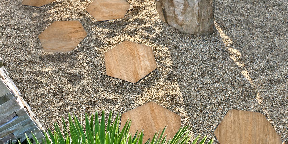 Gres spessorato ESAGONO FORESTA CHIARO - Ø 60-52x2 cm