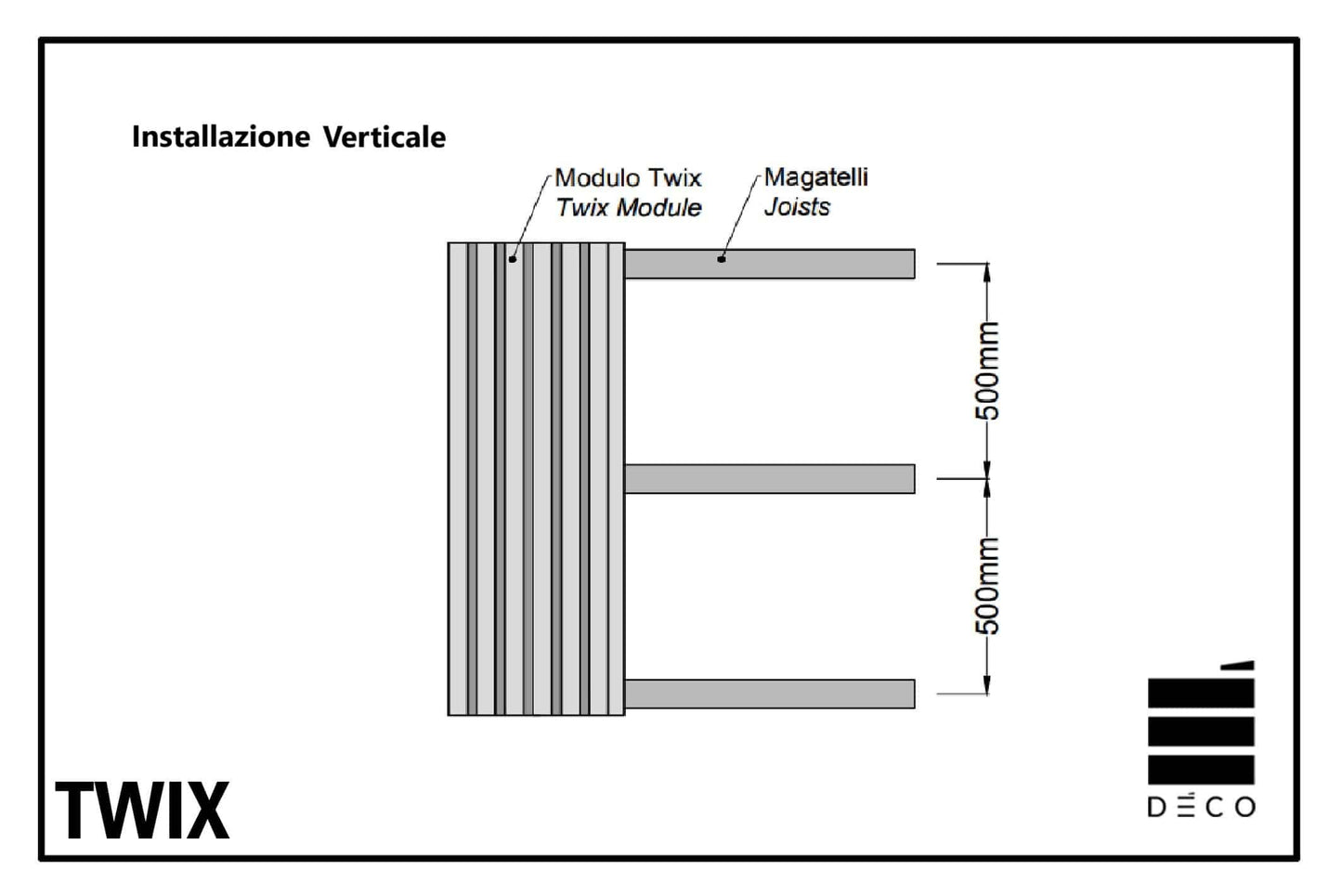 Mangatello in alluminio per sottostruttura- 20x40x2000mm