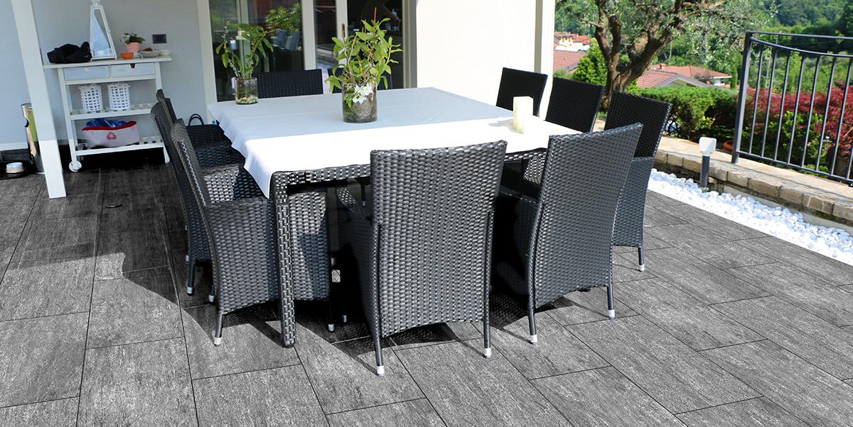 Gres spessorato PIETRA DI VALS ANTRAZYT 40x80x2 cm - da pavimentazione e rivestimento