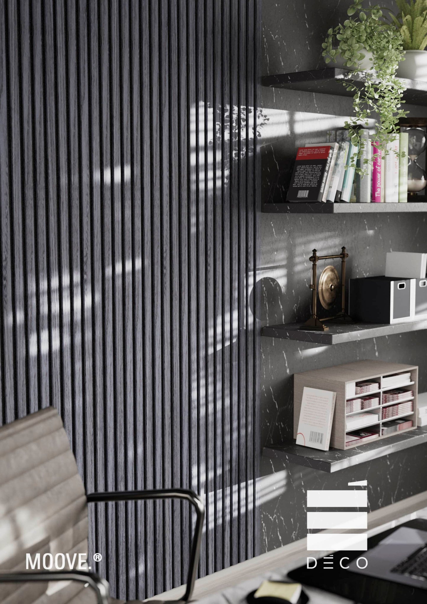 MOOVE.ZEN- Rivestimento a posa immediata - Finitura Charcoal- Doga Etna 21x545x2900 mm