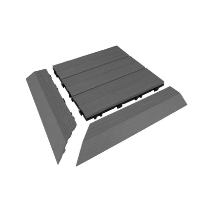 Angolo per Mattonella da Esterno in Wpc - Colore Smoke  - 380x86x23mm - Set da 2pz. - Confezione da 10 set