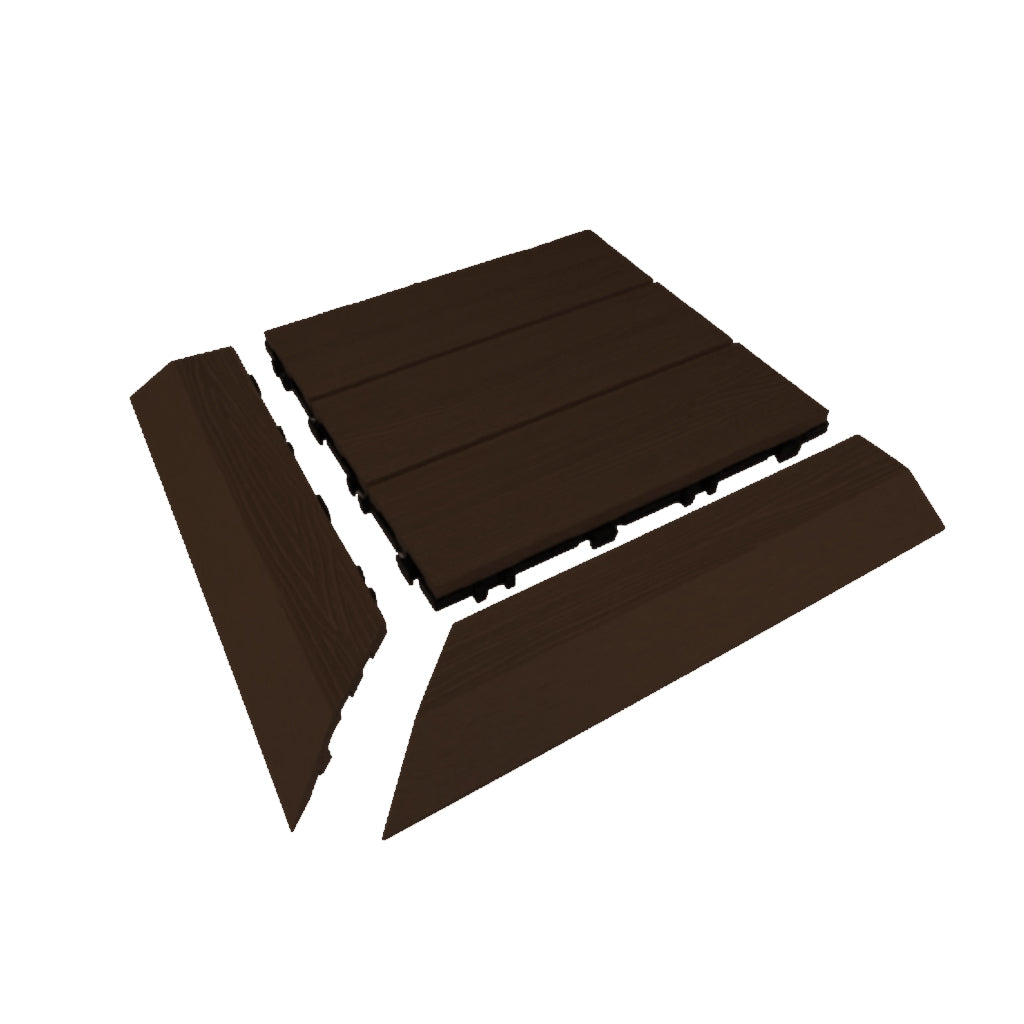 Angolo per Mattonella da Esterno in Wpc - Colore Brown  - 380x86x23mm - Set da 2pz. - Confezione da 10 set