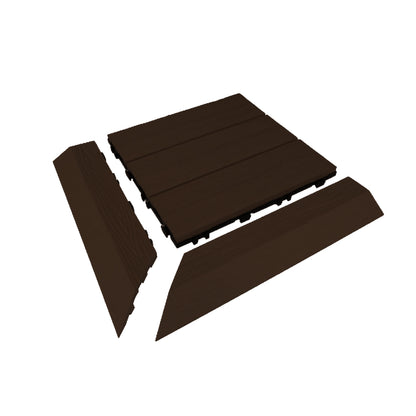Angolo per Mattonella da Esterno in Wpc - Colore Brown  - 380x86x23mm - Set da 2pz. - Confezione da 10 set