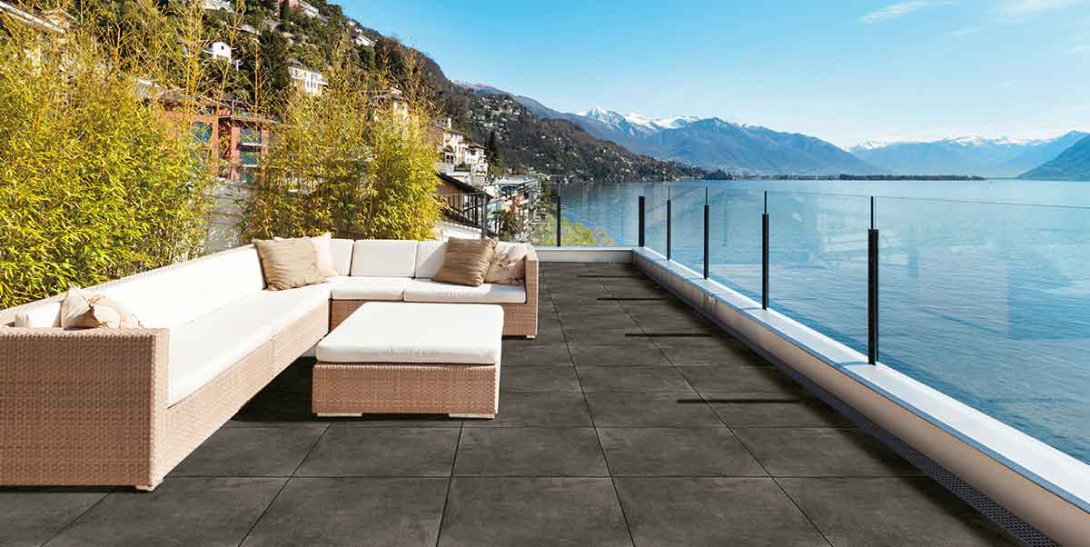 Gres spessorato SUPER HARD KERAMIK CEMENTO BLACK 80x80x3 cm