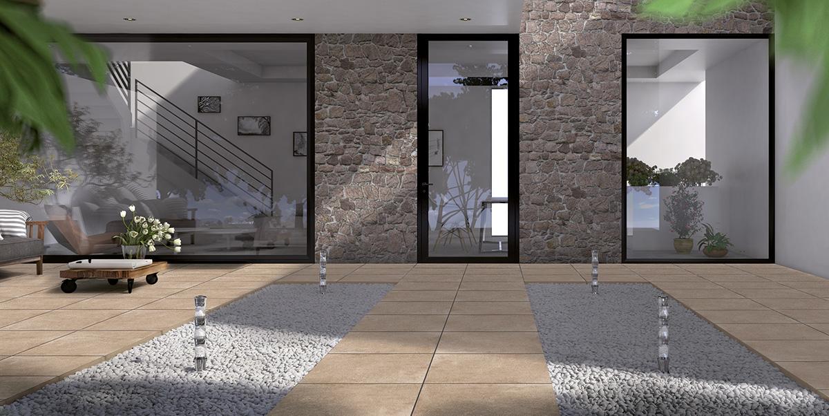 Gres spessorato CEMENTO TAUPE 60x60x2 cm - da pavimentazione e rivestimento