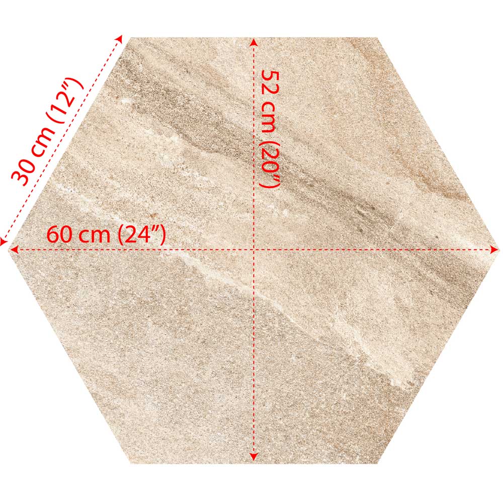 Gres spessorato ESAGONO CAPPUCCINO - Ø 60-52x2 cm