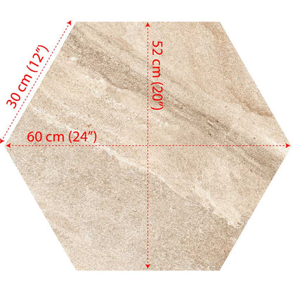 Gres spessorato ESAGONO CAPPUCCINO - Ø 60-52x2 cm