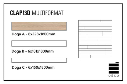 CLAP! 3D - Pavimento a posa immediata - Doga Multiformat Pinna Misura A (Decoro Legno) - 6x228x1800mm