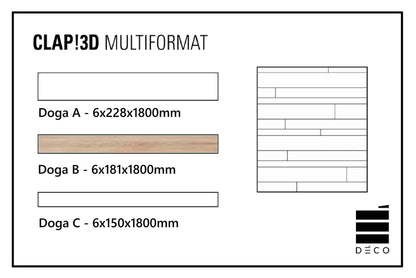 CLAP! 3D - Pavimento a posa immediata - Doga Multiformat Pinna Misura B (Decoro Legno) - 6x181x1800mm