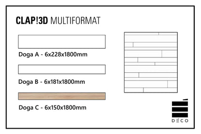 CLAP! 3D - Pavimento a posa immediata - Doga Multiformat Pinna Misura C (Decoro Legno) - 6x150x1800mm