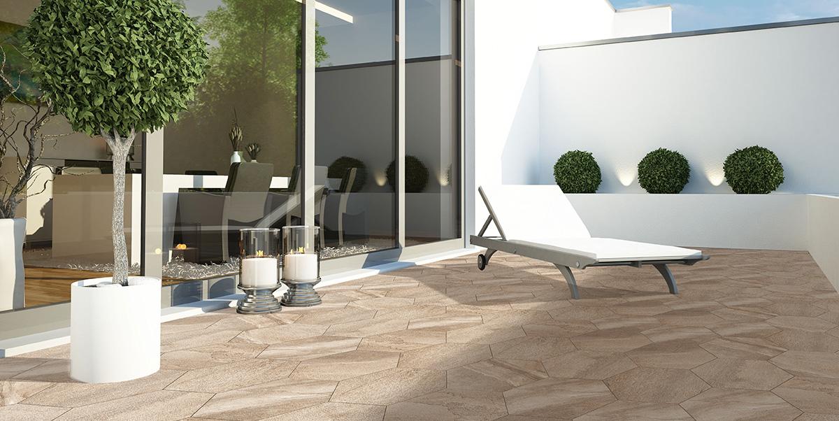 Gres spessorato ESAGONO CAPPUCCINO - Ø 60-52x2 cm