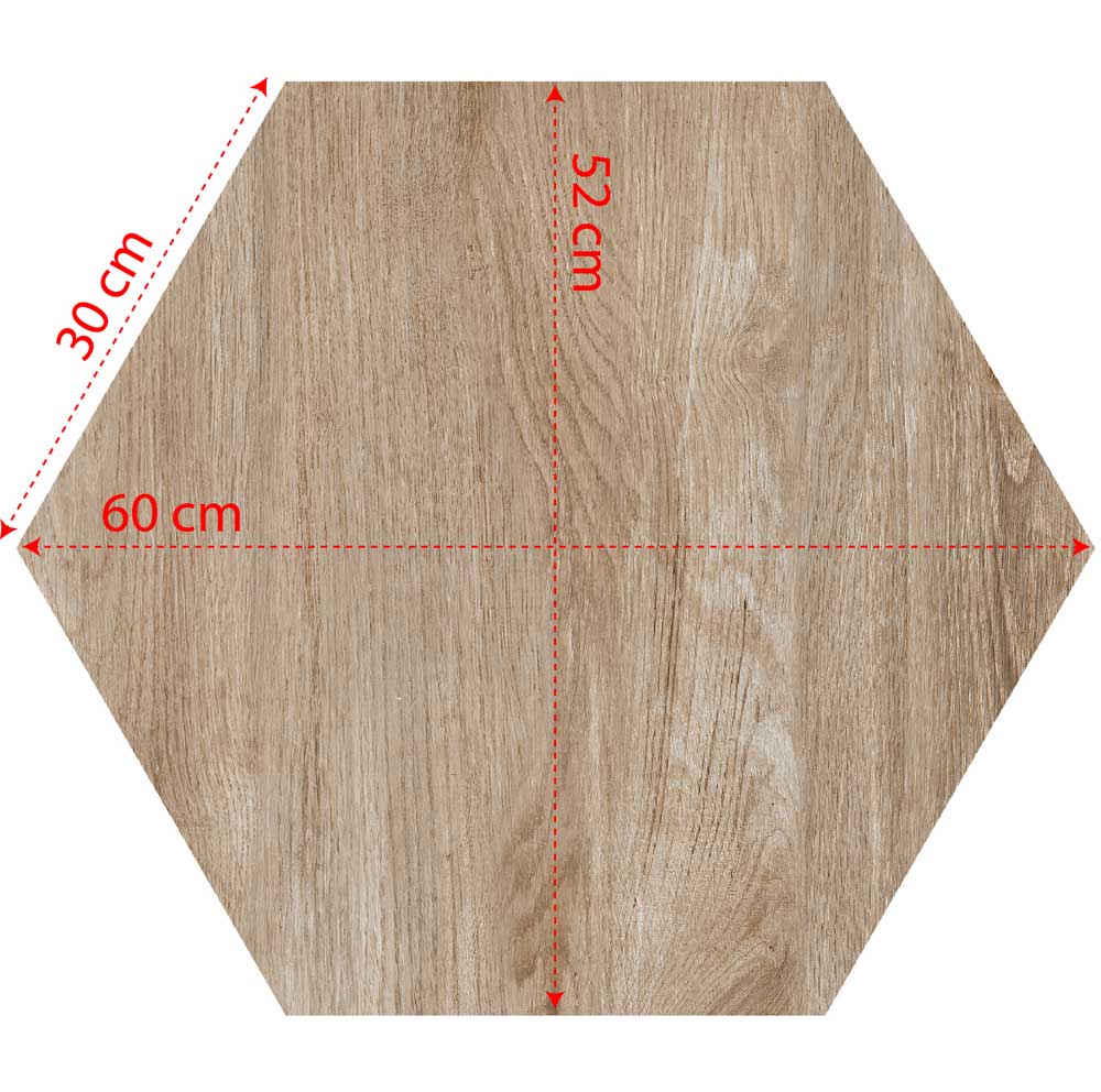 Gres spessorato ESAGONO FORESTA CHIARO - Ø 60-52x2 cm