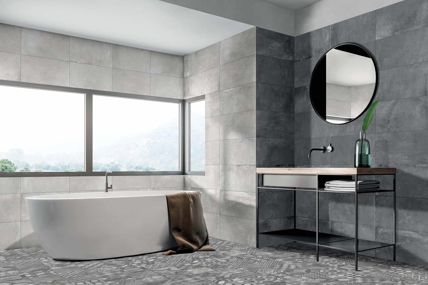 Gres spessorato ULTRA GARE GRAPHITE 45x90x3 cm
