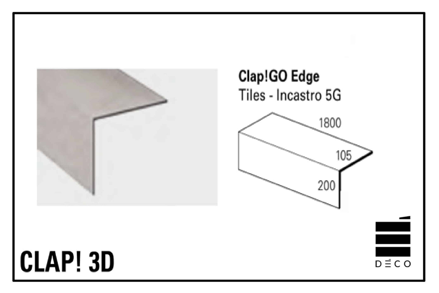 CLAP!GO - Edge Incastro Smart - Rivestimento scalino per pavimento a posa immediata per Tiles effetto marmo/pietra - Finitura abbinata al pavimento