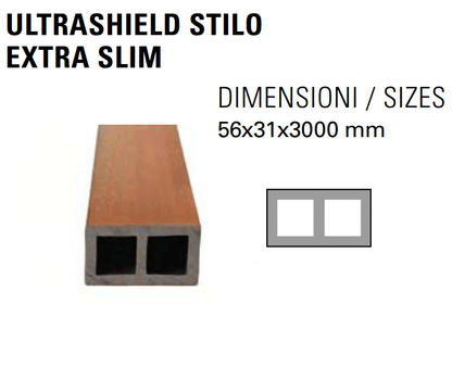 ULTRASHIELD STILO - Schermatura Frangisole - Stilo Extra Slim - 31x56x3000mm - Finitura Snow
