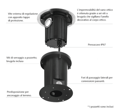 BART MULTILED - Faretto da incasso a terra fisso o orientabile