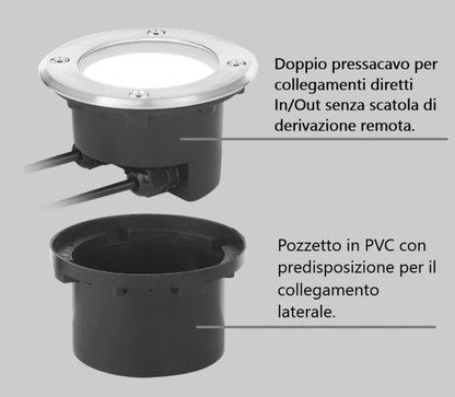 OBLO' MICRO - Faretto da incasso a terra tondo o quadrato - Finitura Acciaio