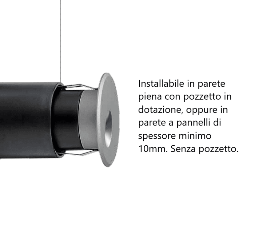 POLKA - Faretto segnapasso da incasso a parete tondo o quadrato - Colore Grigio