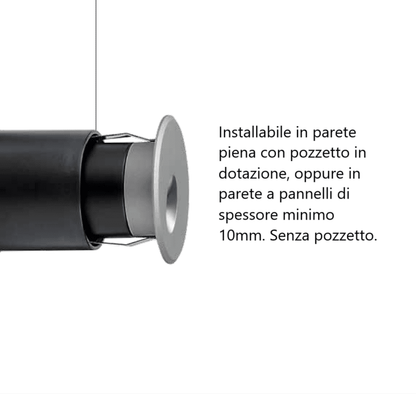 POLKA - Faretto segnapasso da incasso a parete tondo o quadrato - Colore Grigio