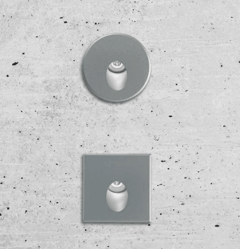 POLKA - Faretto segnapasso da incasso a parete tondo o quadrato - Colore Grigio