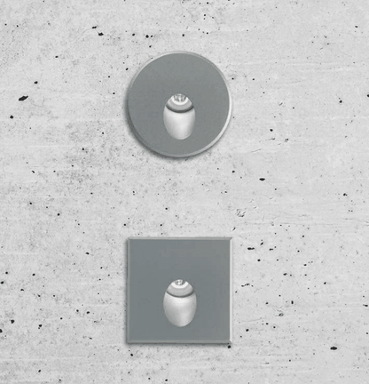 POLKA - Faretto segnapasso da incasso a parete tondo o quadrato - Colore Grigio