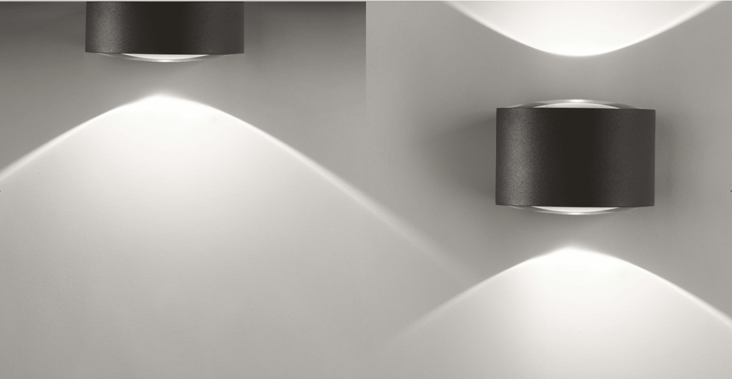 PLANET - Lampada a parete o soffito con una o due emissioni di luce - Colore Antracite o Grigio
