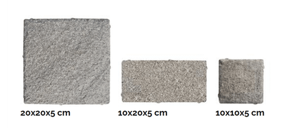 Gres spessorato PAVÉ 5 CM LAVICA GRIGIA - Tre misure disponibili