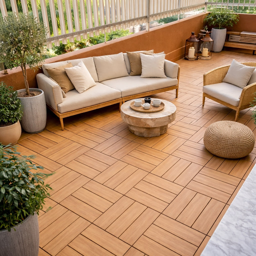 Mattonella da Esterno in Wpc - Colore Gold  - 300x300x23mm - Confezione da 6pz.
