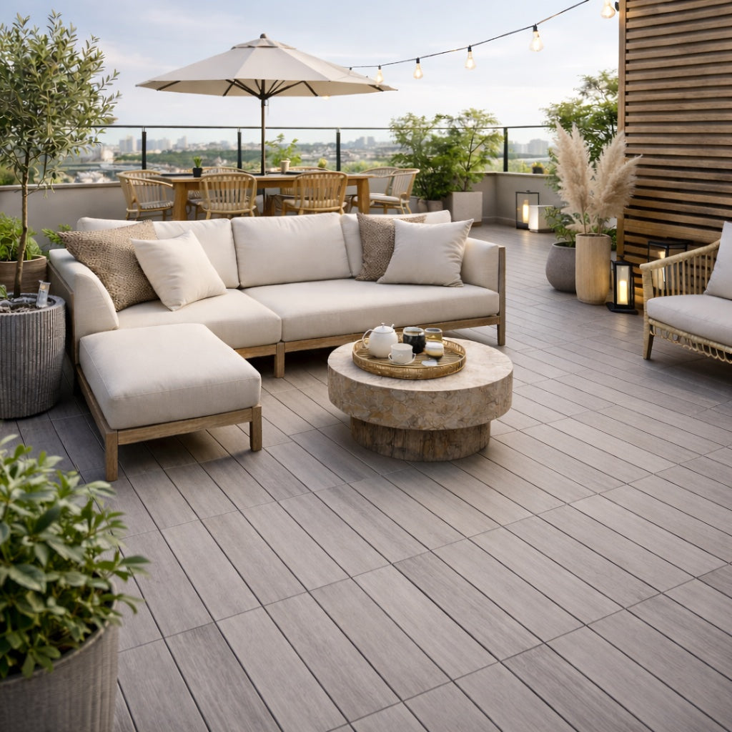 Mattonella da Esterno in Wpc - Colore Grigio Smoke  - 300x300x23mm - Confezione da 6pz.