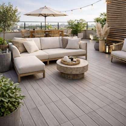 Mattonella da Esterno in Wpc - Colore Grigio Smoke  - 300x300x23mm - Confezione da 6pz.