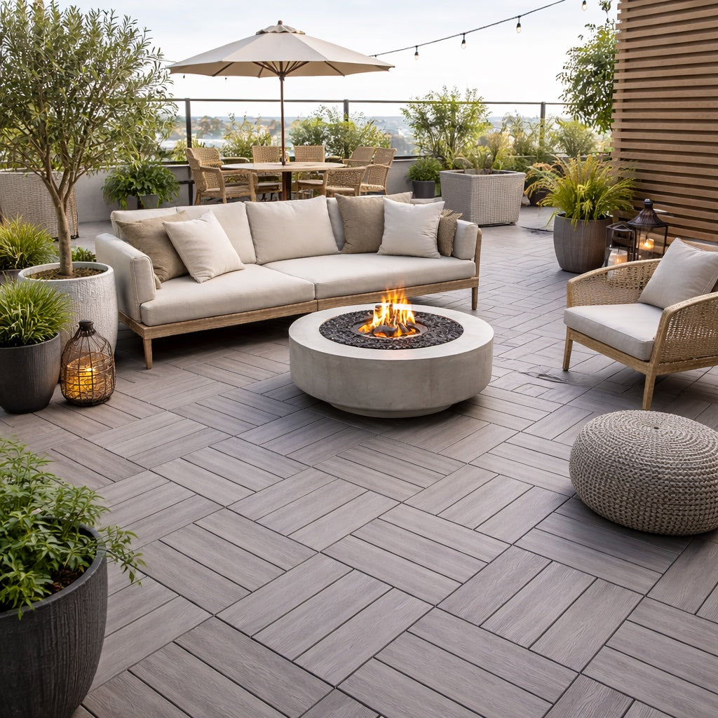 Mattonella da Esterno in Wpc - Colore Grigio Smoke  - 300x300x23mm - Confezione da 6pz.