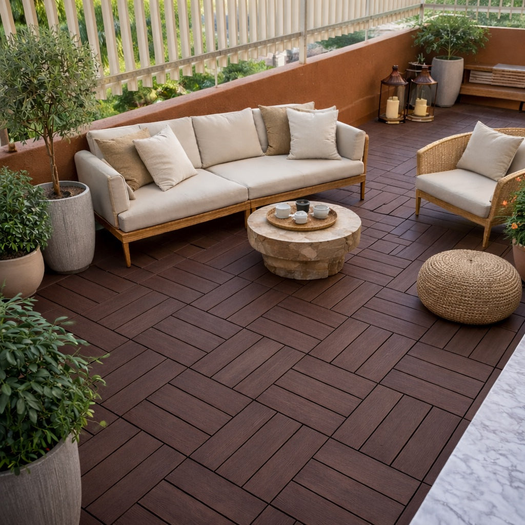 Mattonella da Esterno in Wpc - Colore Brown  - 300x300x23mm - Confezione da 6pz.