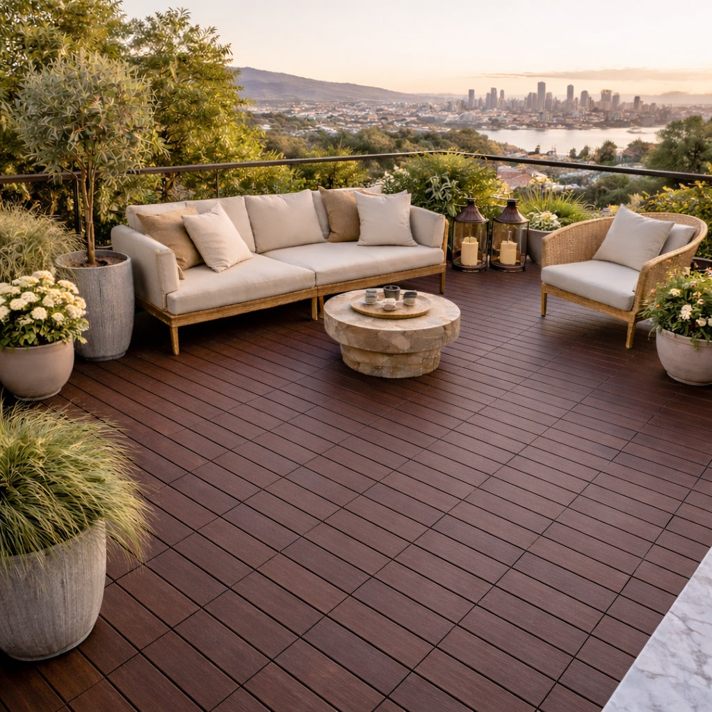 Mattonella da Esterno in Wpc - Colore Brown  - 300x300x23mm - Confezione da 6pz.