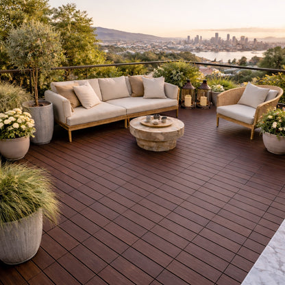 Mattonella da Esterno in Wpc - Colore Brown  - 300x300x23mm - Confezione da 6pz.
