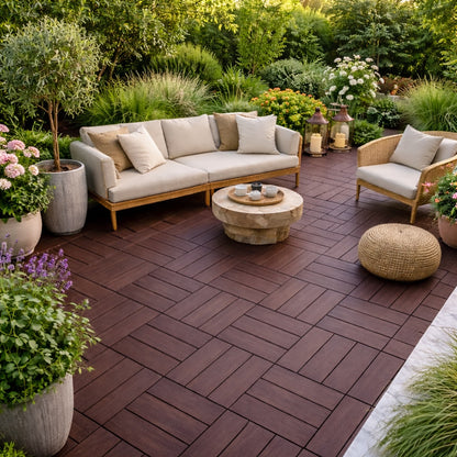 Mattonella da Esterno in Wpc - Colore Brown  - 300x300x23mm - Confezione da 6pz.