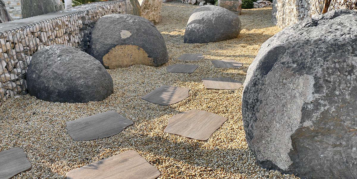 Gres spessorato PASSO GIAPPONESE HOLZ GRIGIO - Ø 42-36x2 cm