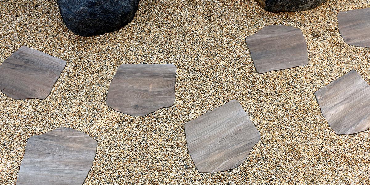 Gres spessorato PASSO GIAPPONESE HOLZ GRIGIO - Ø 42-36x2 cm