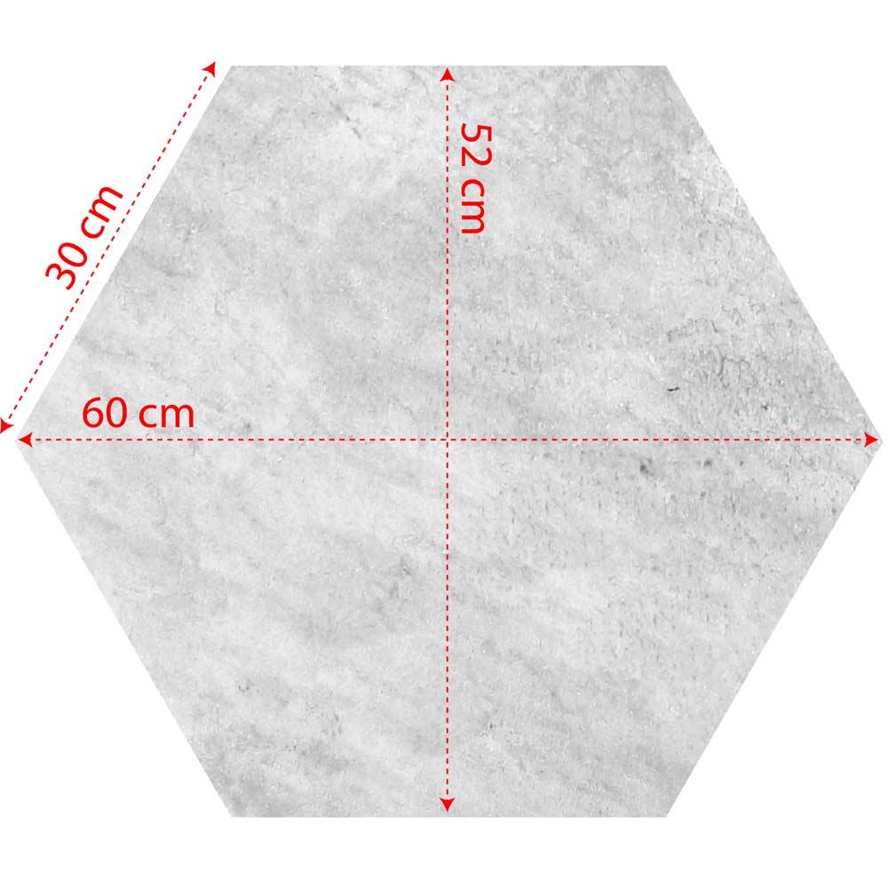 Gres spessorato ESAGONO QUARZITE BIANCA - Ø 60-52x2 cm