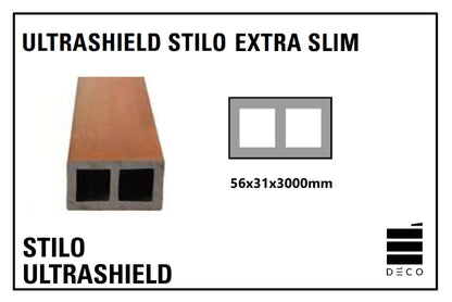 ULTRASHIELD STILO - Schermatura Frangisole - Stilo Extra Slim - 31x56x3000mm - Finitura Teak