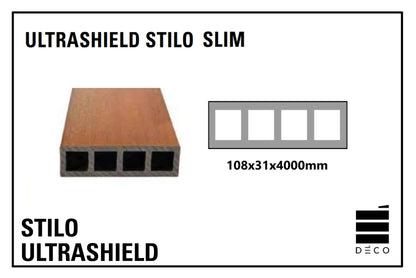 ULTRASHIELD STILO - Schermatura Frangisole - Stilo Slim - 31x108x4000mm - Finitura Teak