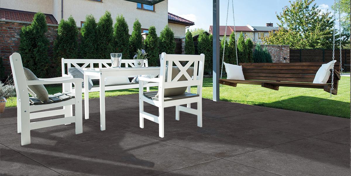 Gres spessorato TEGEL BLACK 90x90x2 cm - da pavimentazione e rivestimento