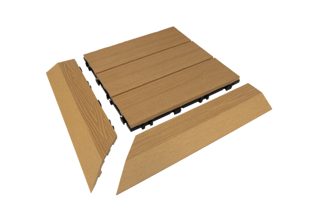 Angolo per Mattonella da Esterno in Wpc - Colore Gold  - 380x86x23mm - Set da 2pz. - Confezione da 10 set
