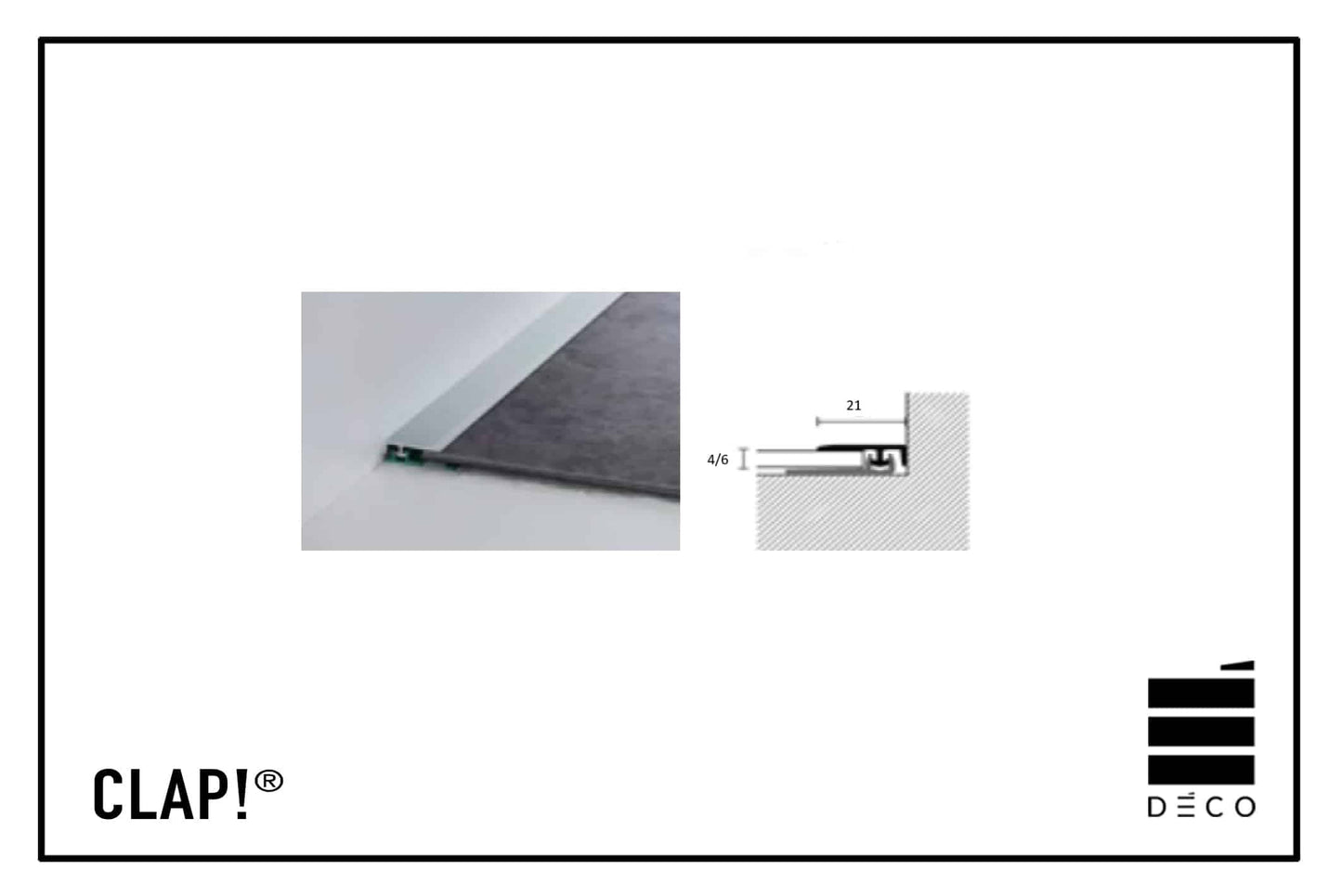 CLAP!3D - Profilo di chiusura per pavimento a posa immediata - 2700mm - Finitura abbinata al pavimento o alluminio